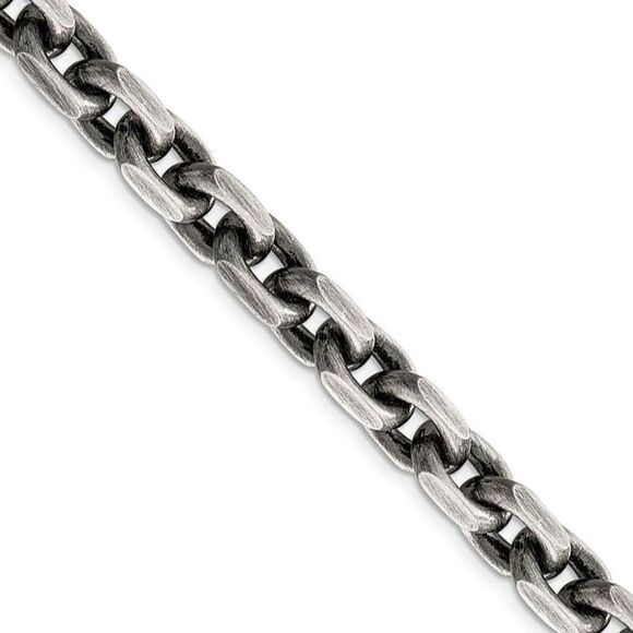 Men's 8.6mm Sterling Silver Antiqued Cable Chain Necklace 22 Inch